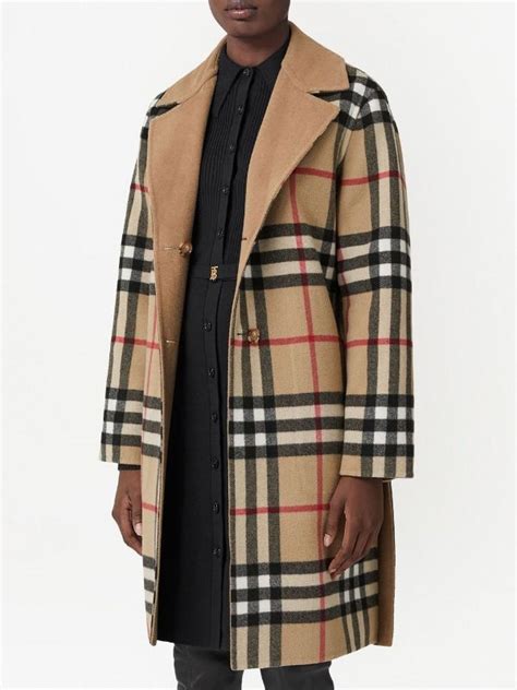 burberry check wool coats